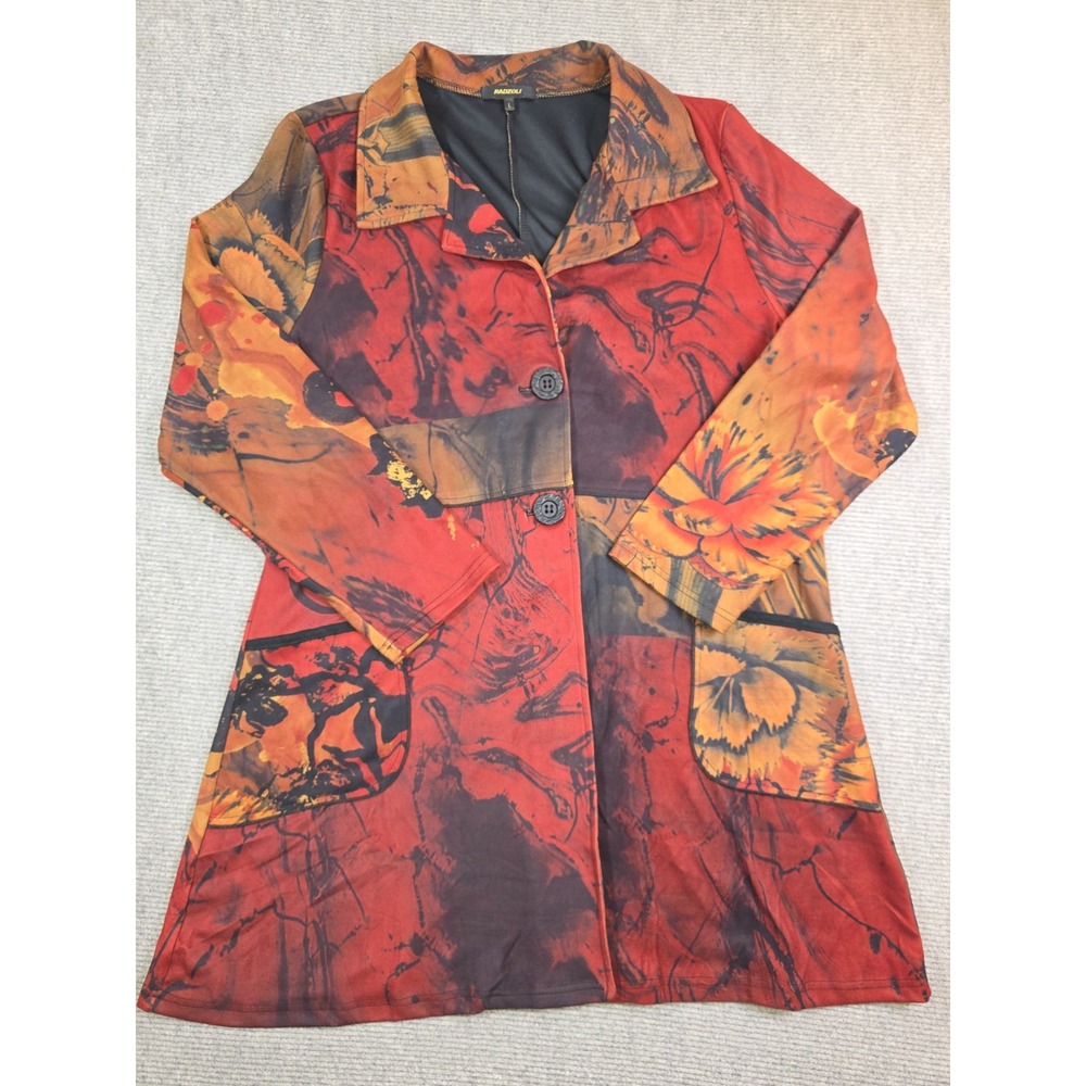 Radzoli Rustic Art-to-Wear Abstract Moleskin Chunky Button Jacket Blazer SZ L